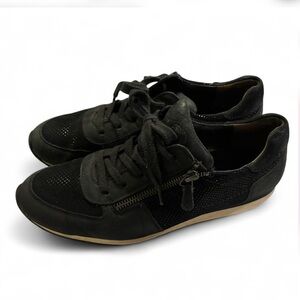 Women’s Paul Green black suede sneakers with side zip accent US size 8.5